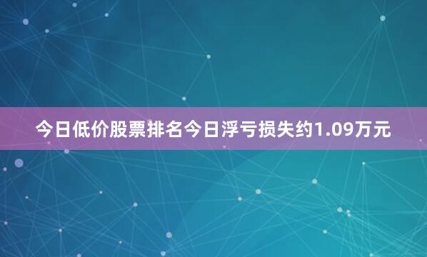 今日低价股票排名今日浮亏损失约1.09万元