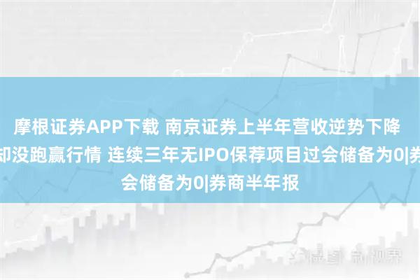 摩根证券APP下载 南京证券上半年营收逆势下降 依赖行情却没跑赢行情 连续三年无IPO保荐项目过会储备为0|券商半年报